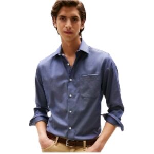 Yves Saint Laurent Deep Blue Denim Color Casual Button Up Dress Shirt Vintage